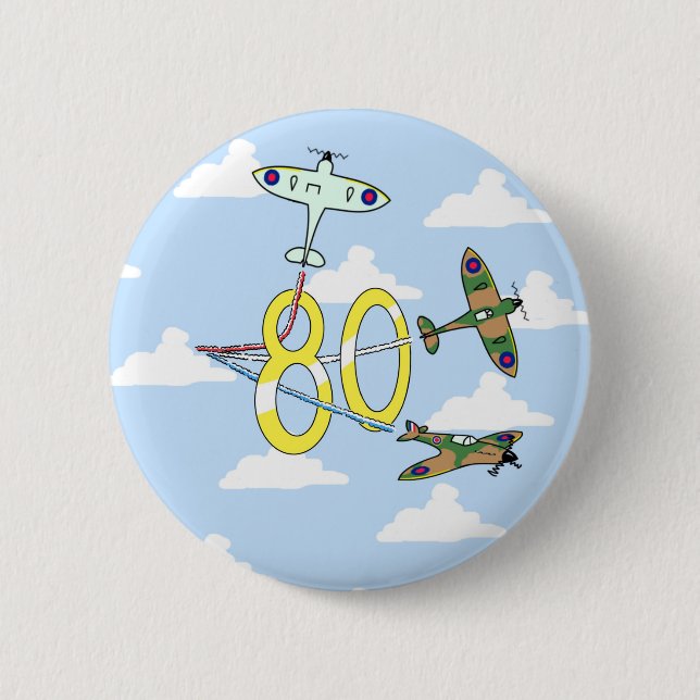 Spitfires 80th Birthday (Blue Sky) Button (Front)