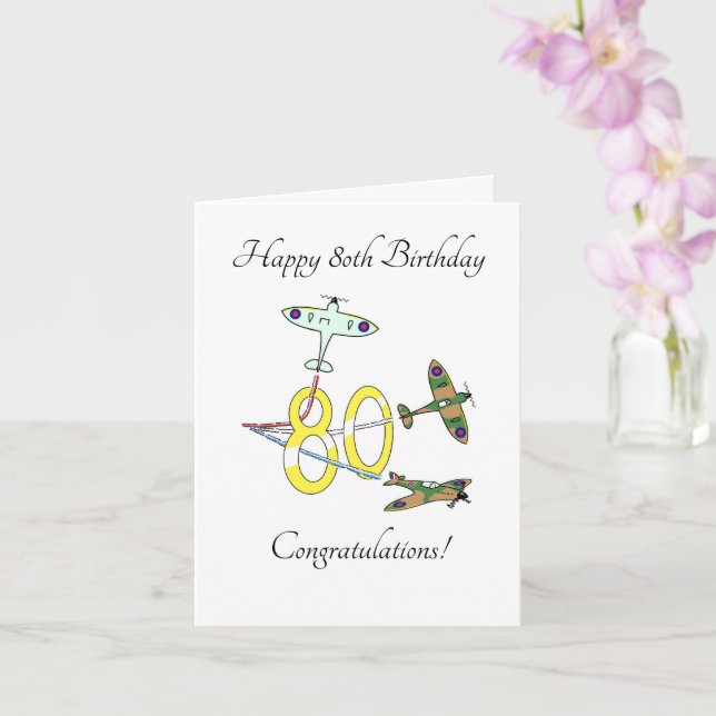 Spitfires 80th Birthday Card (Orchid)