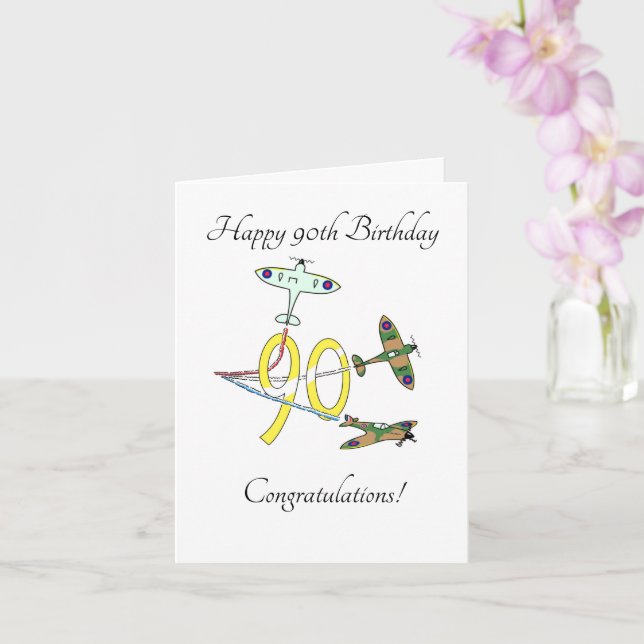 Spitfires 90th Birthday Card (Orchid)