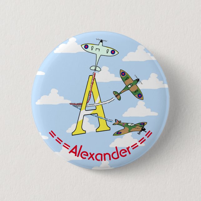 Spitfires Blue Sky A Initial Badge Button (Front)