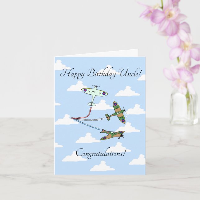 Spitfires - Customizable Uncle - Birthday Card (Orchid)