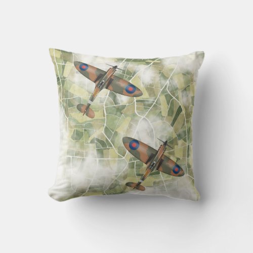 Spitfires flying in pair throw pillow