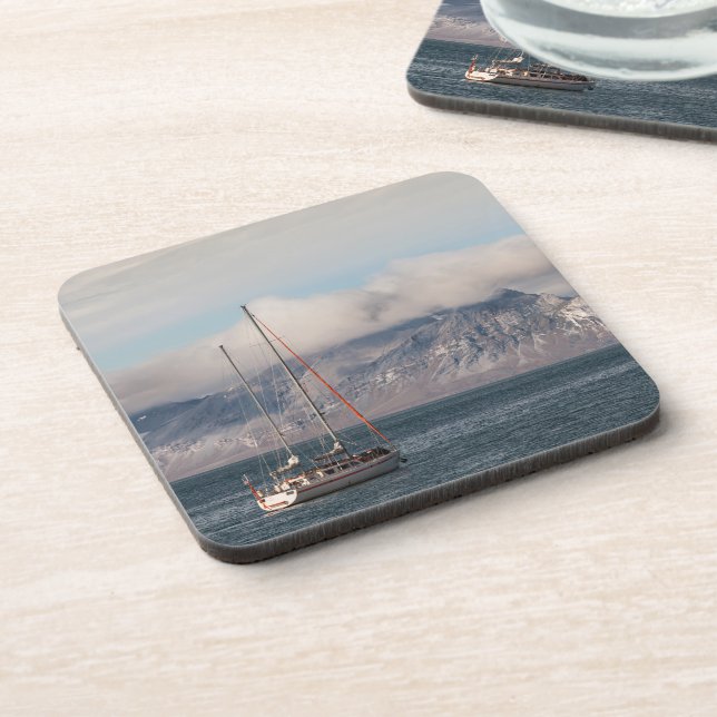 Spitsbergen Svalbard Sailboat Beverage Coaster (Left Side)