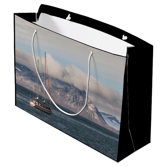 Spitsbergen Svalbard Sailboat Large Gift Bag (Back Angled)