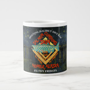 SPITTING HALIBUT DIVE BAR HOMER ALASKA SHACK AK GIANT COFFEE MUG