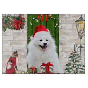 Spitz Dog Christmas Cutting Board
