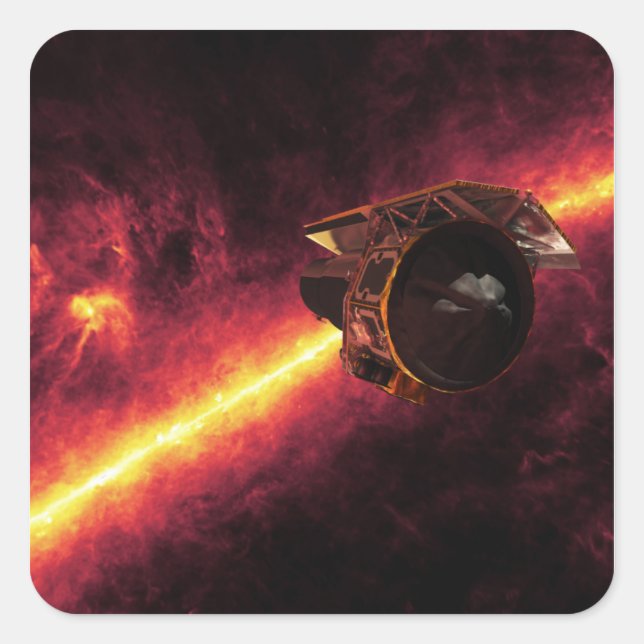 Spitzer seen against the infrared sky 2 square sticker (Front)