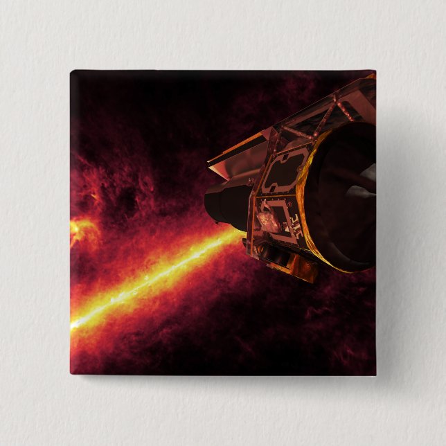 Spitzer seen against the infrared sky pinback button (Front)