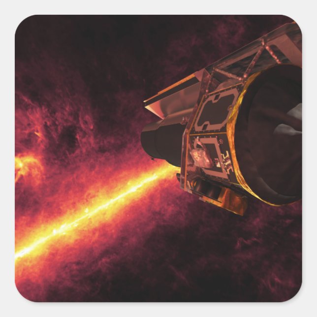 Spitzer seen against the infrared sky square sticker (Front)