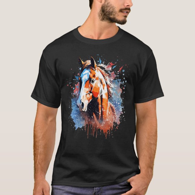 Splash American Quarter Horse  Colorful T-Shirt (Front)
