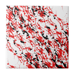 Splash and Drip Art Red and Black Ceramic Tile