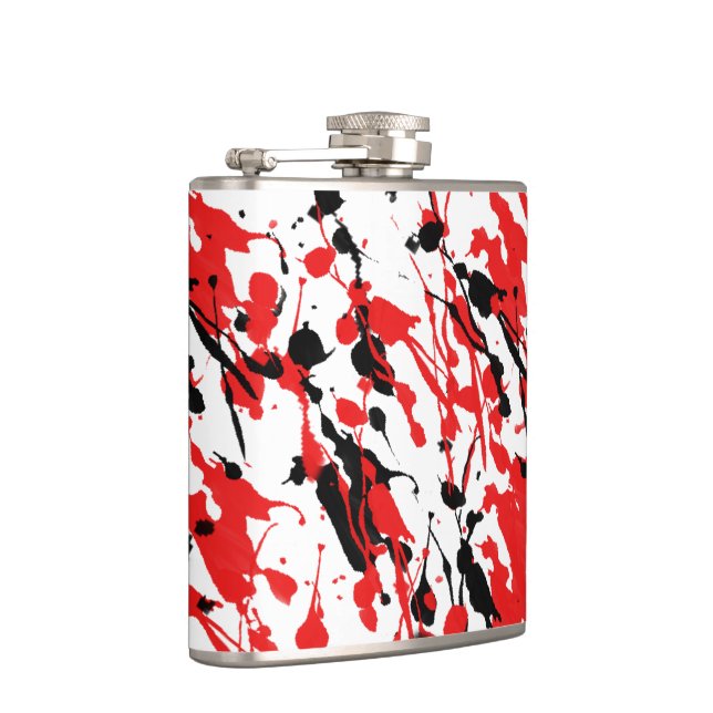 Splash and Drip Art Red and Black Flask (Right)