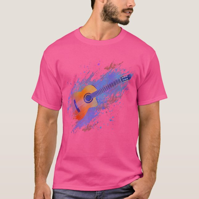 Splash Art Acoustic Guitar T Shirt (Front)