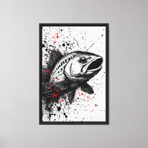 Splash Art Bass Fish Wall Art for Fishing Lovers