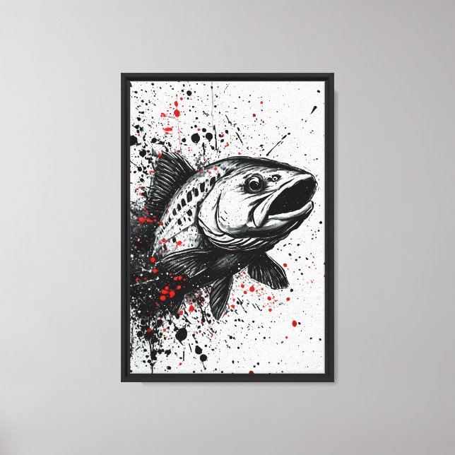 Splash Art Bass Fish Wall Art for Fishing Lovers (Front)