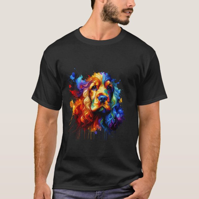 Splash Art Cocker Spaniel Spaniels T-Shirt (Front)