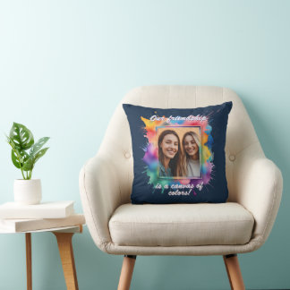 splash-art, colored frame throw pillow
