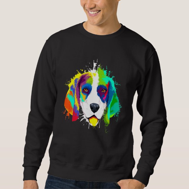 Splash Art Colorful Beagle Dog Sweatshirt (Front)