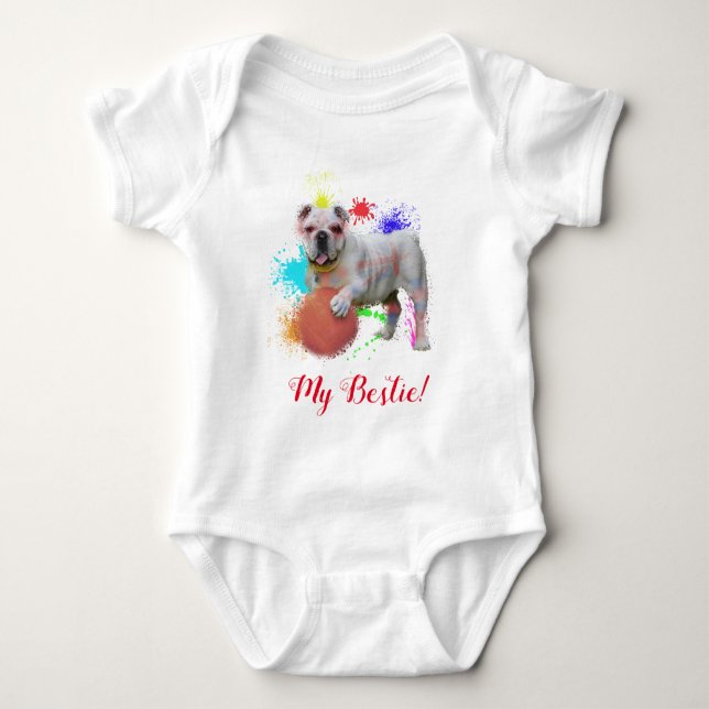 Splash Art Cute British Bulldog Baby Bodysuit (Front)