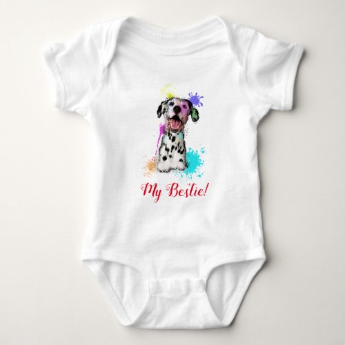 Splash Art Cute Dalmatian Dog Baby Bodysuit 