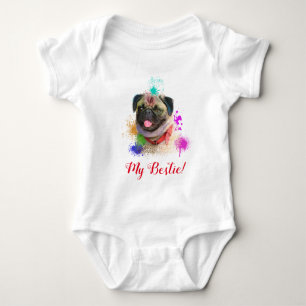 Splash Art Cute Pug Dog Baby Bodysuit
