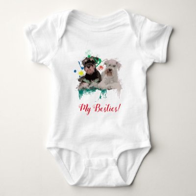 Splash Art Cute Schnauzer Dog Baby Bodysuit  