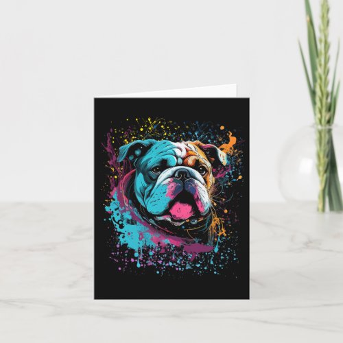 Splash Art English Bulldog Portrait Puppy Owner  Card