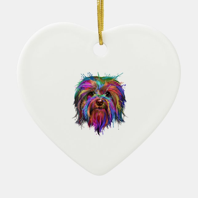 Splash Art Havanese Cute Bichon Habanero Gift Ceramic Ornament (Front)