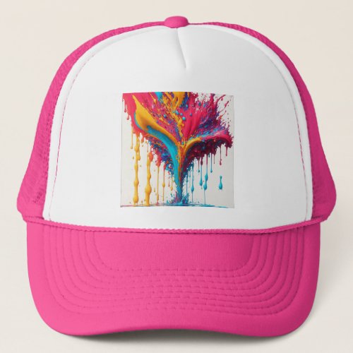 Splash art of coloful T_shirt Trucker Hat