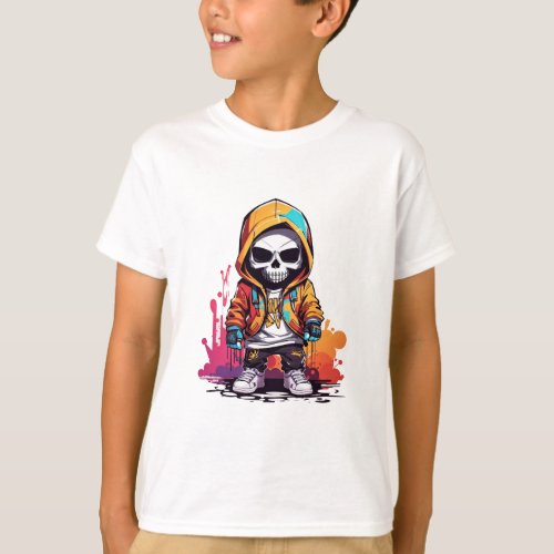 splash art of skull T_Shirt
