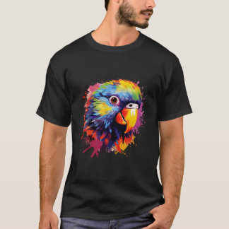 Splash Art Rainbow Lorikeet Parrot Lover Colorful T-Shirt