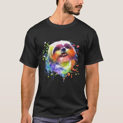 Splash Art Shih Tzu  Men Women Dog T_Shirt