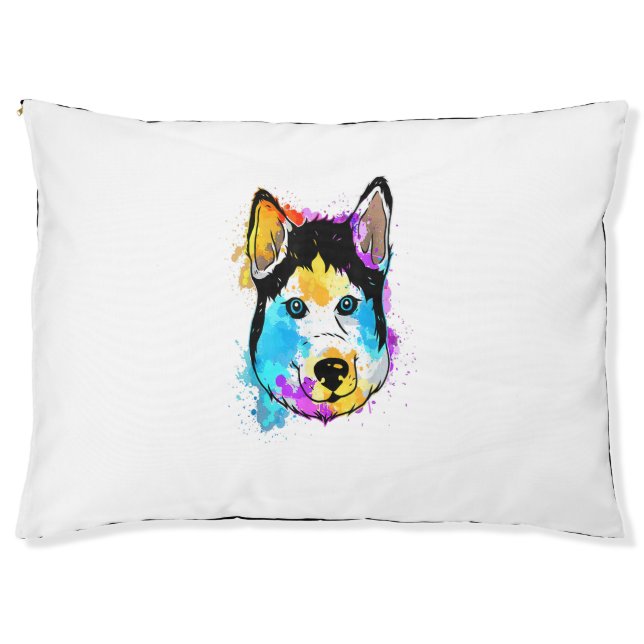 Splash Art Siberian Husky Cute Gift Men Women Husk Pet Bed (Front)