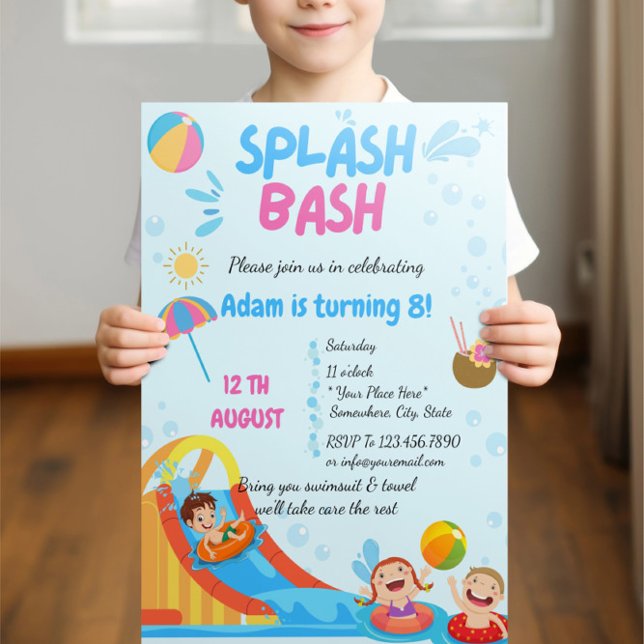Splash Bash Pool Party Birthday Invitation (Creator Uploaded)