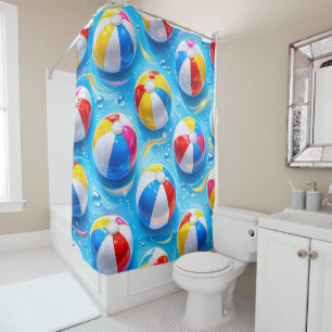 Splash beach ball shower curtain