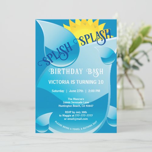 Splash Birthday Bash Party Invitation