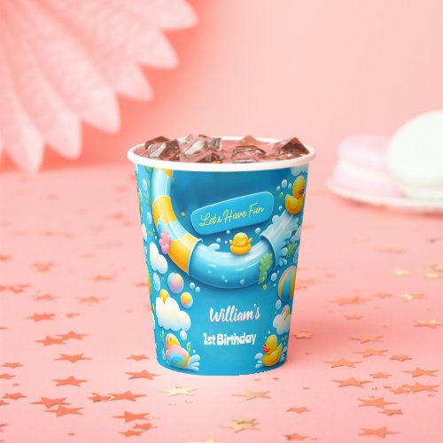 Splash Bubbles Summer Duck Foam 1st Birthday Paper Cups