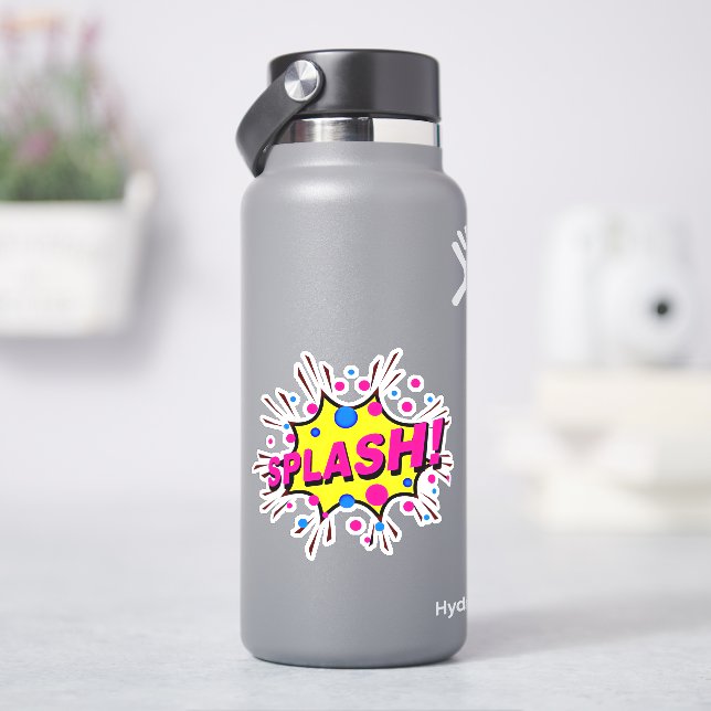 Splash Burst  Pop Art Pink Yellow on 4" Vinyl Sticker (HydroFlask)