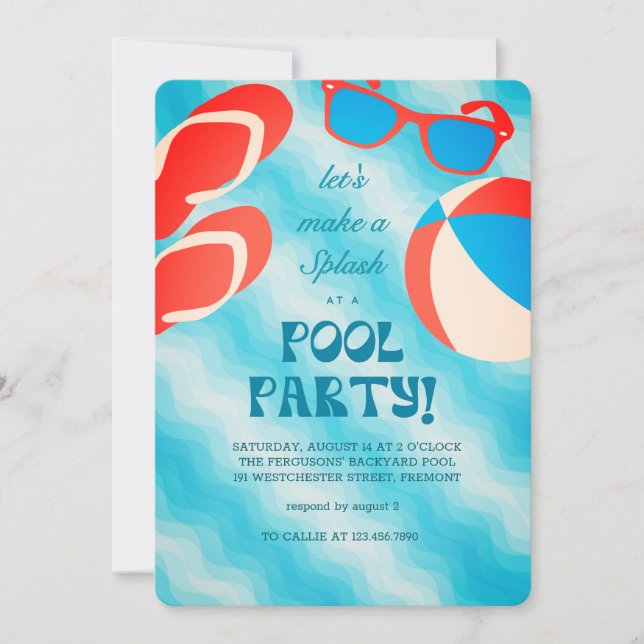 Splash & Chill Summer Pool Party  Invitation (Front)