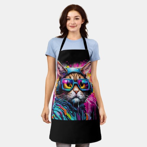 Splash Color Motorcycle Cat Apron