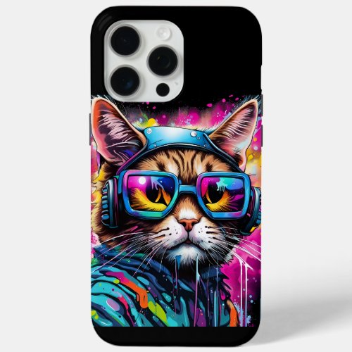 Splash Color Motorcycle Cat Black iPhone Case