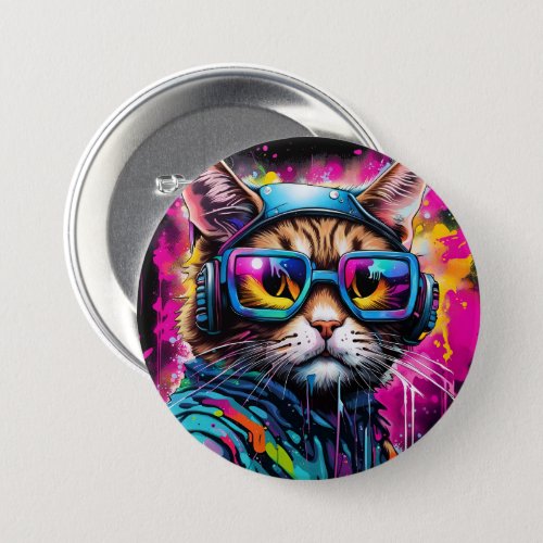 Splash Color Motorcycle Cat Button