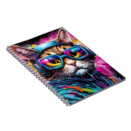 Splash Color Motorcycle Cat Notebook