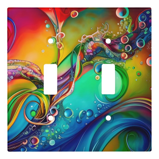Splash! Colorful bubbles Abstract  Light Switch Cover (Front)
