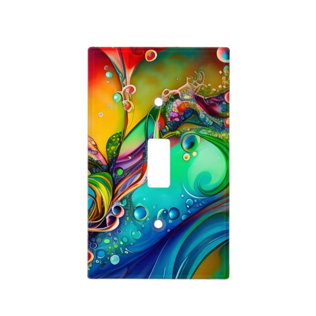 Splash! Colorful bubbles Abstract  Light Switch Cover (Front)