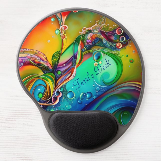 Splash! Colorful bubbles Abstract Personalize Gel Mouse Pad (Front)