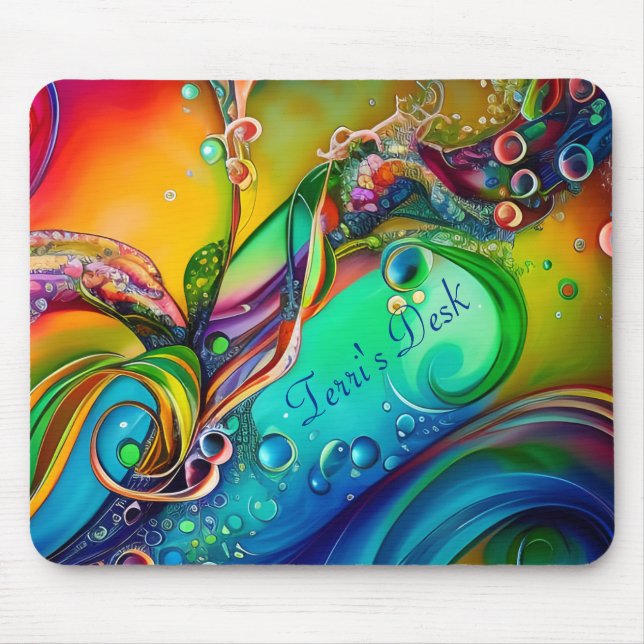 Splash! Colorful bubbles Abstract Personalize Mouse Pad (Front)