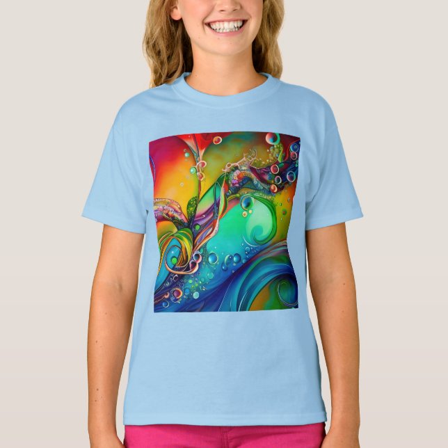 Splash! Colorful bubbles Abstract  T-Shirt (Front)