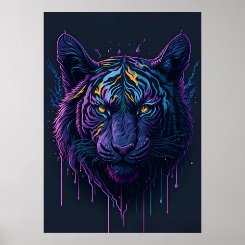 Splash Colorful Tiger Head Poster