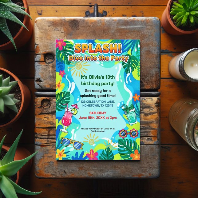 Splash Dive Summer Birthday Party Postcard (Creator Uploaded)